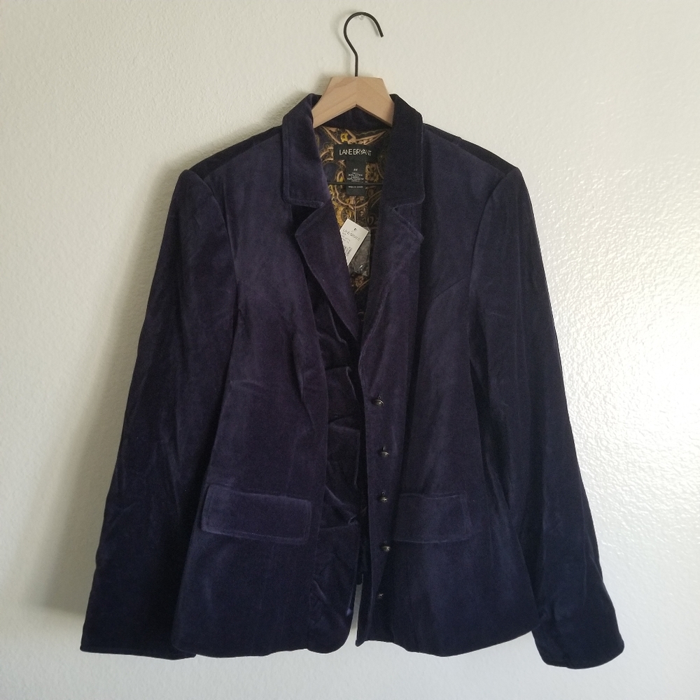 NWT Lane Bryant Navy Velvet Blazer Jacket